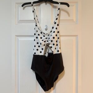 SUNN LAB SWIM one-piece swimsuit black white polka dots